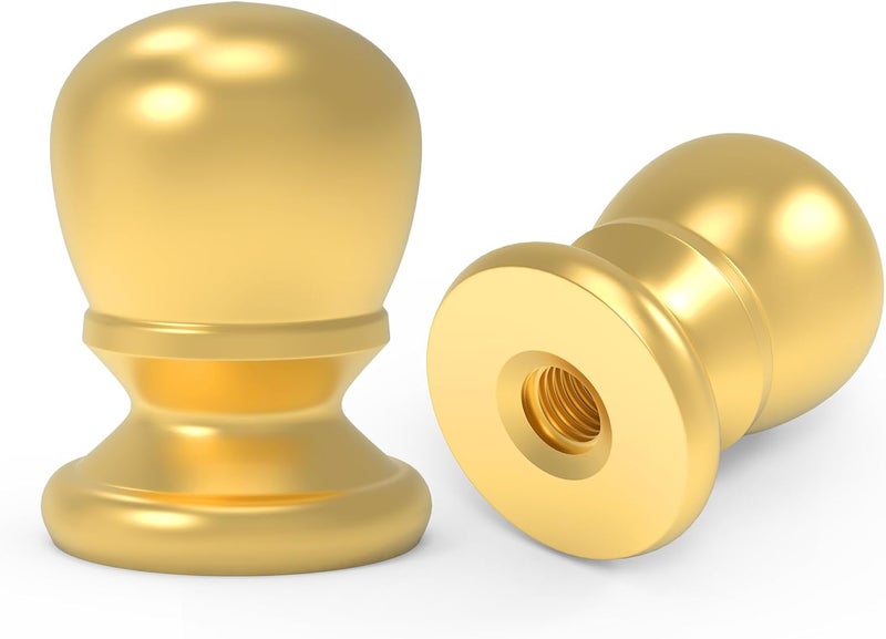 MARRTEUM 2 Pcs Ball Lamp Finial Cap Knob, 1/4-27 Inch Threaded Solid Lamp Shade Head Top Screw Finial Caps Nut Decoration for Lamp Shade, Table or Floor Lamps (Gold) - Image 1